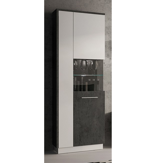 Zinger LED Right Handed Wooden Display Cabinet In Grey And White