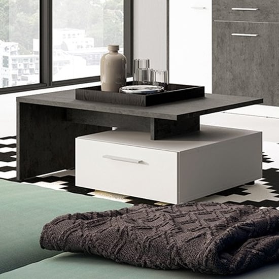 Photo of Zinger wooden storage coffee table in slate grey and white
