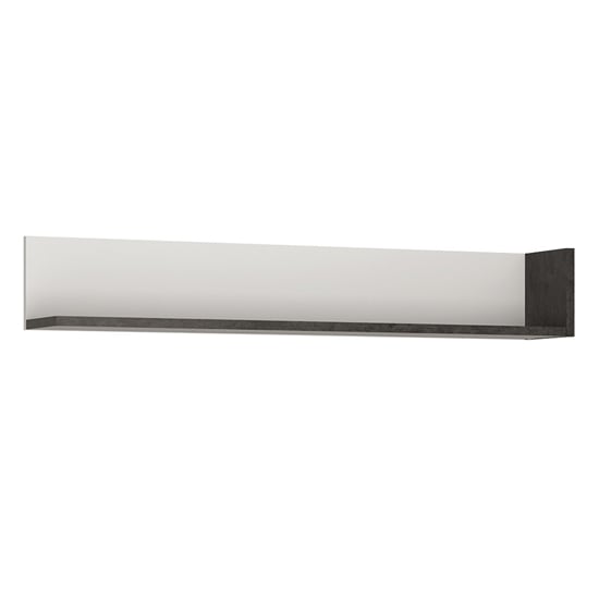 Photo of Zinger small wooden wall shelf in slate grey and alpine white