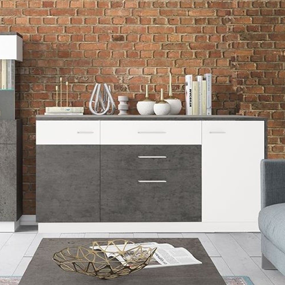 Read more about Zinger wooden sideboard with 2 drawers in slate grey and white