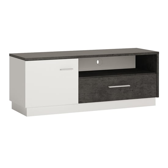 Read more about Zinger wooden tv stand with 1 door in slate grey and alpine white