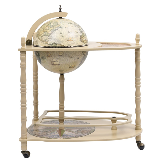 Zinnia Wooden Freestanding Globe Bar Wind Stand In White