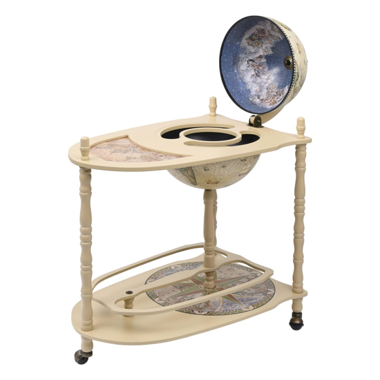 Zinnia Wooden Freestanding Globe Bar Wind Stand In White