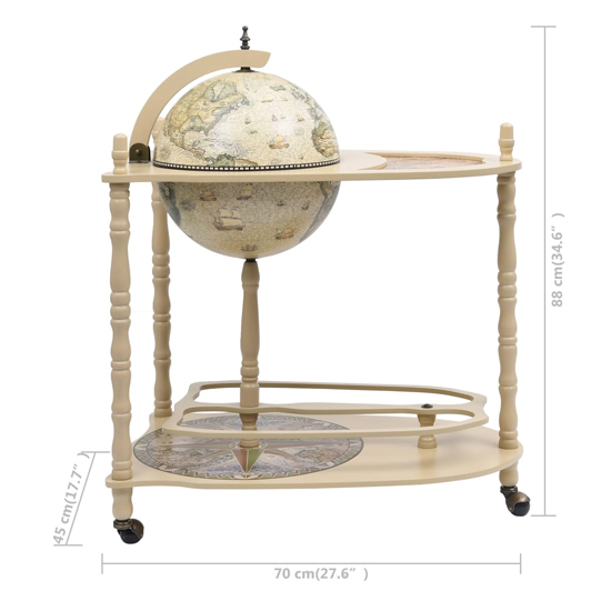 Zinnia Wooden Freestanding Globe Bar Wind Stand In White