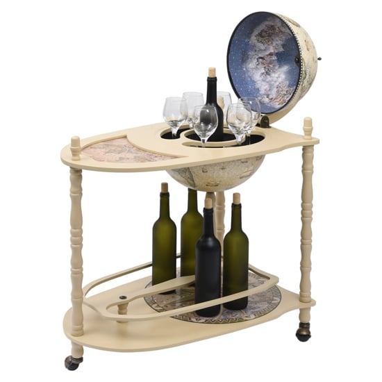 Read more about Zinnia wooden freestanding globe bar wind stand in white