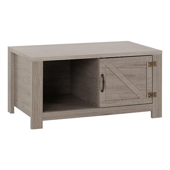 Read more about Zino wooden coffee table with 1 door in grey wood grain