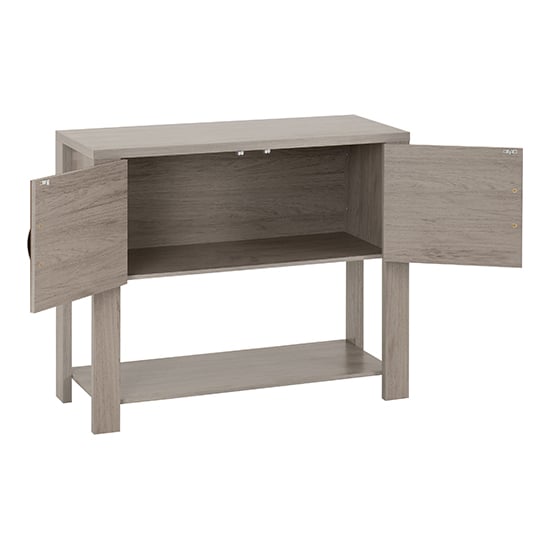 Zino Wooden Console Table With 2 Doors In Grey Wood Grain_2