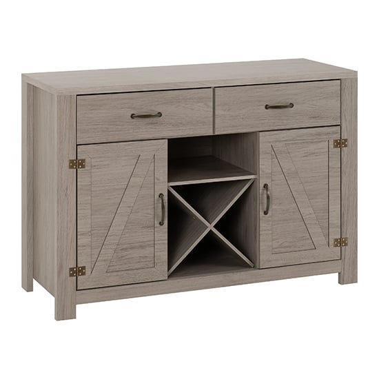Product photograph of Zino Wooden Sideboard With 2 Doors 2 Drawers In Grey Wood Grain from Furniture in Fashion