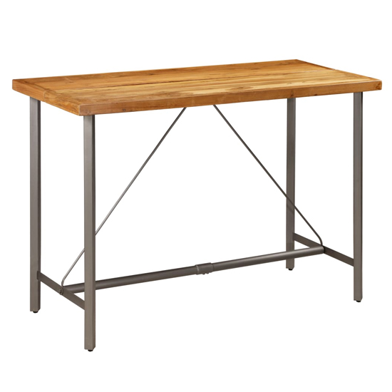 Ziva 150cm Wooden Bar Table With Steel Frame In Brown Furniture in