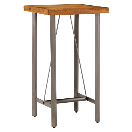 Ziva 60cm Wooden Bar Table With Steel Frame In Brown