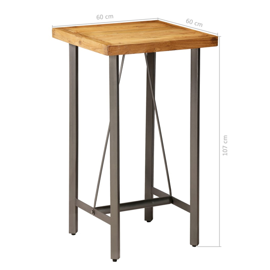 Ziva 60cm Wooden Bar Table With Steel Frame In Brown