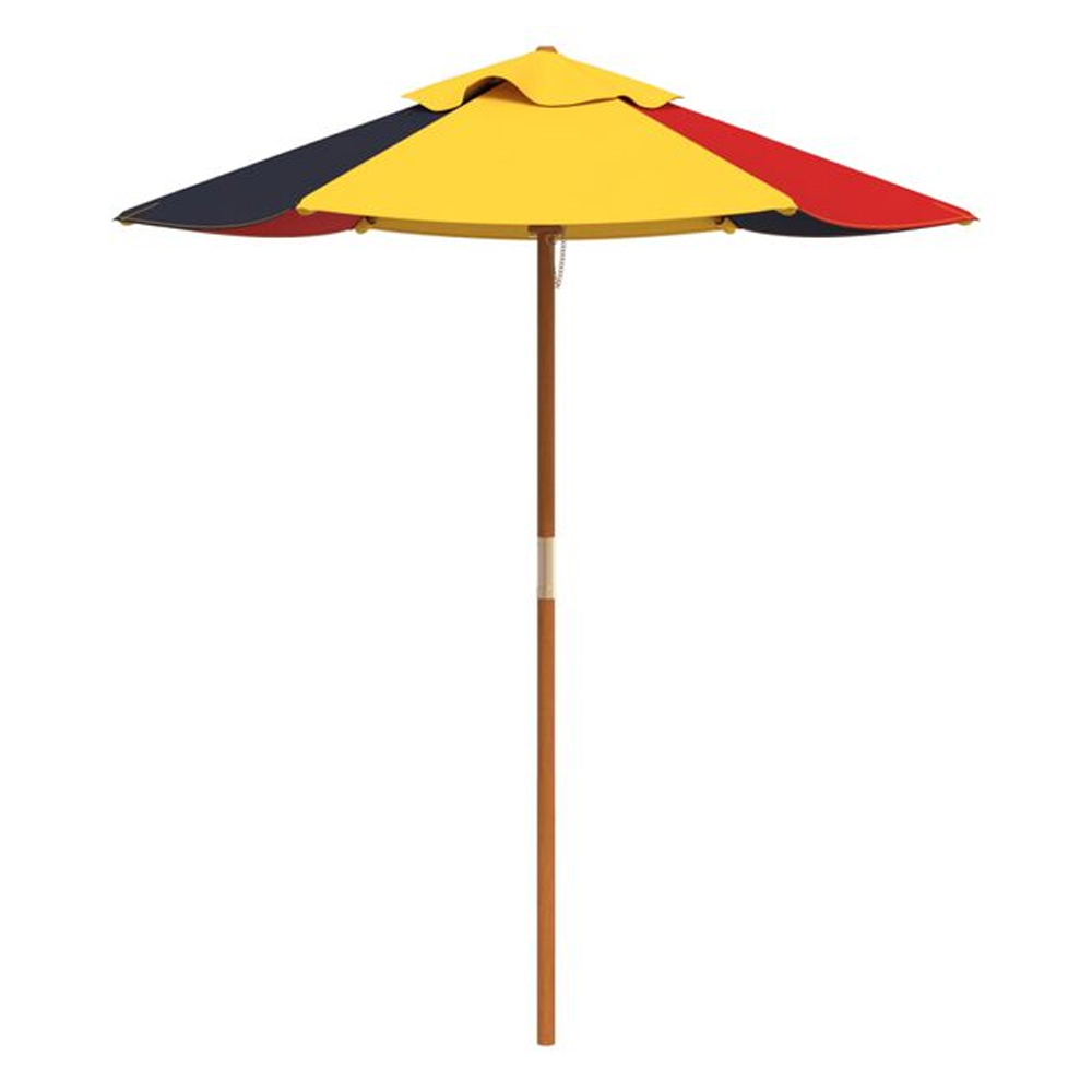 Zivelo Outdoor Solid Wood Picnic Table Set with Multicolour Umbrella in Dark Brown
