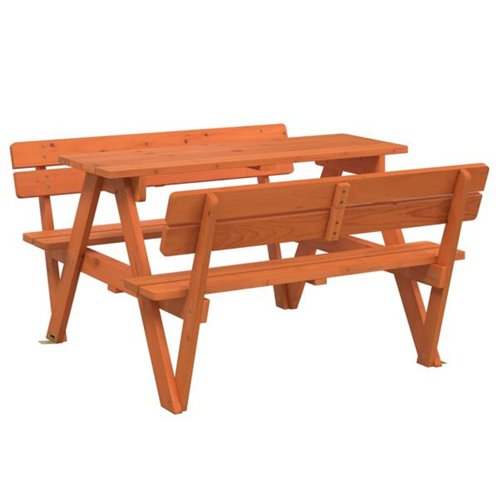 Zivelo Outdoor Solid Wood Picnic Table Set with Multicolour Umbrella in Dark Brown