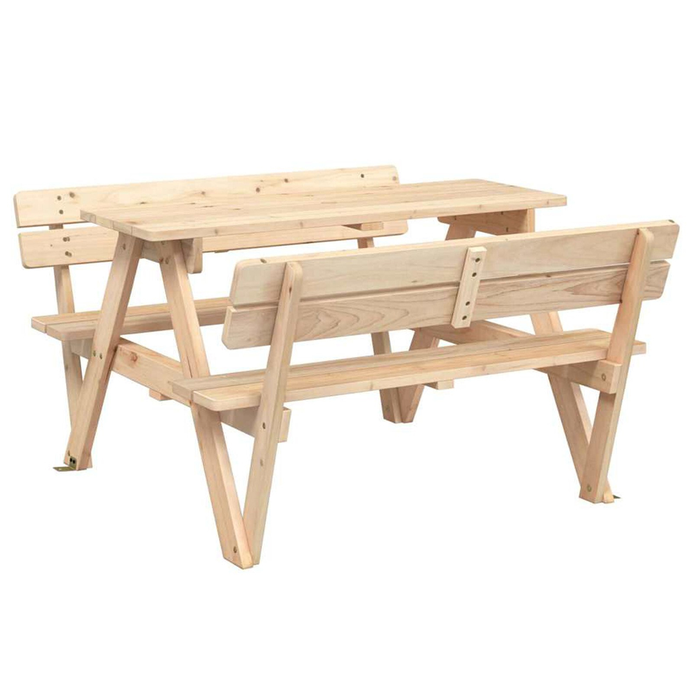 Zivelo Outdoor Solid Wood Picnic Table Set with Multicolour Umbrella in Natural