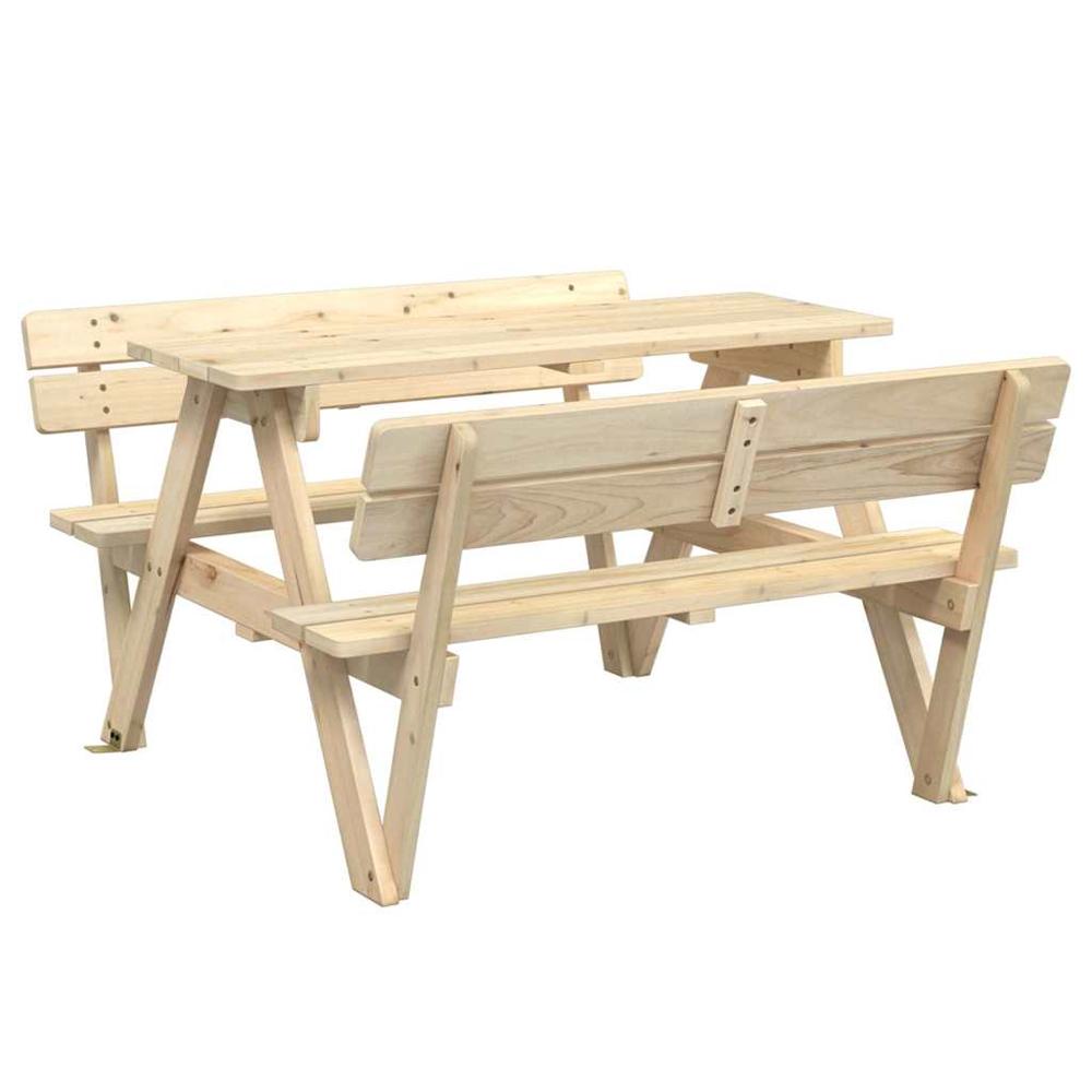 Zivelo Outdoor Solid Wood Picnic Table Set in Natural