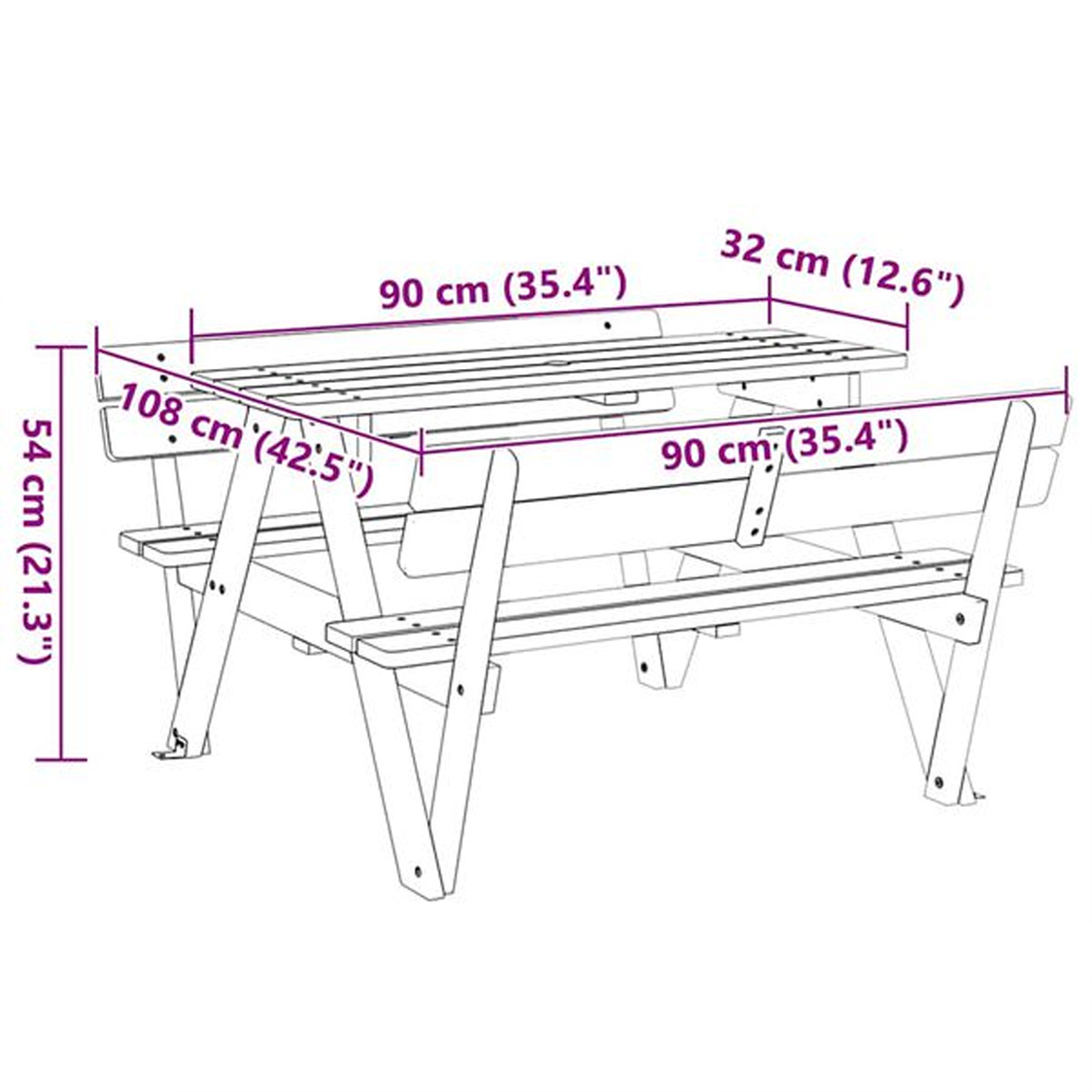 Zivelo Outdoor Solid Wood Picnic Table Set in Natural