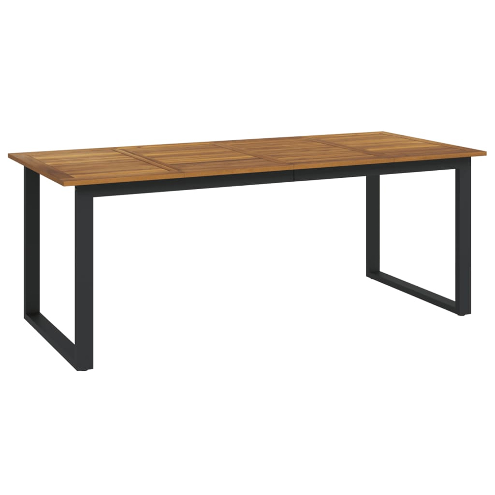 Zivora Garden Acacia Wood 200cm Dining Table with 6 Chairs in Black and Brown
