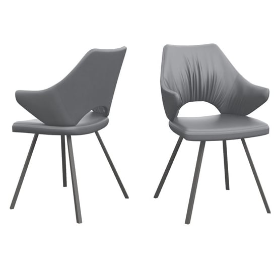 Zoyati Grey Faux Leather Dining Chairs In Pair