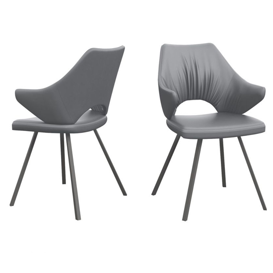 Photo of Zoyati grey faux leather dining chairs in pair