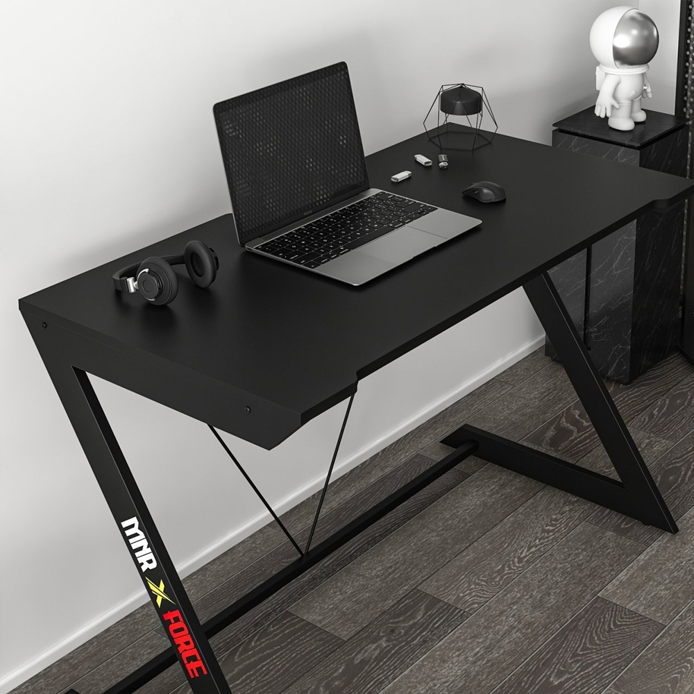 Zoned Wooden Gaming Desk in Black