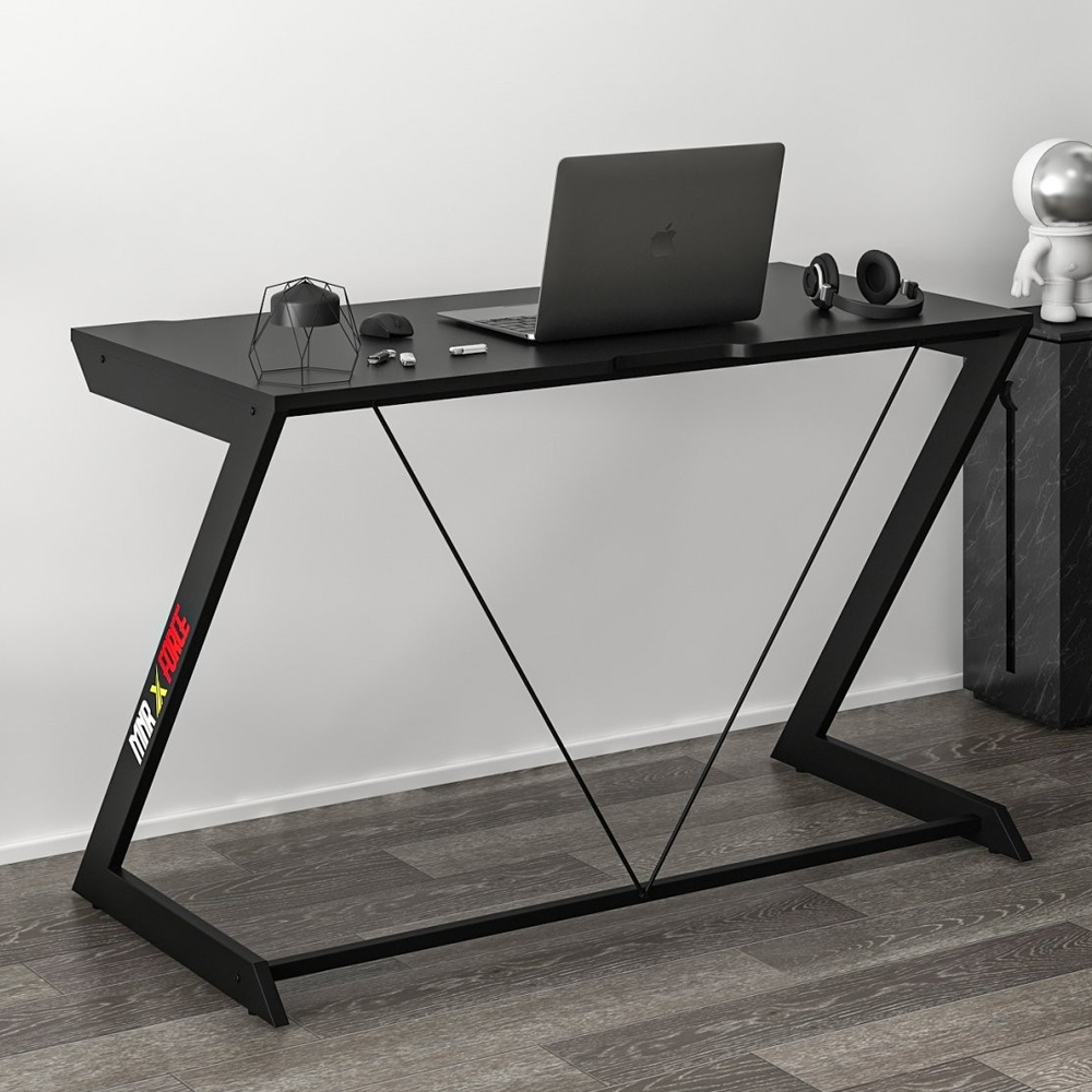 Zoned Wooden Gaming Desk in Black