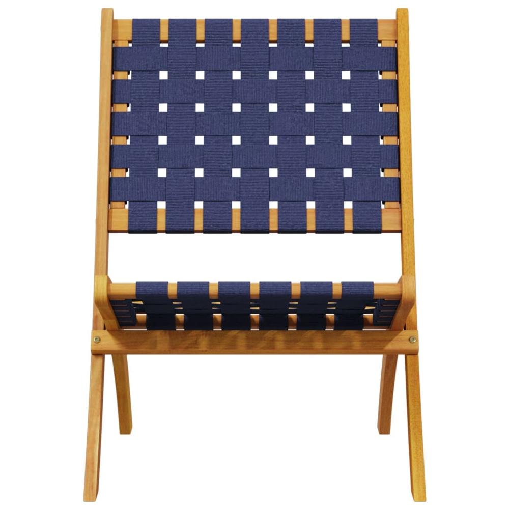 Zoreva Garden Blue Fabric Folding Armchair with Acacia Wood Frame in Pair