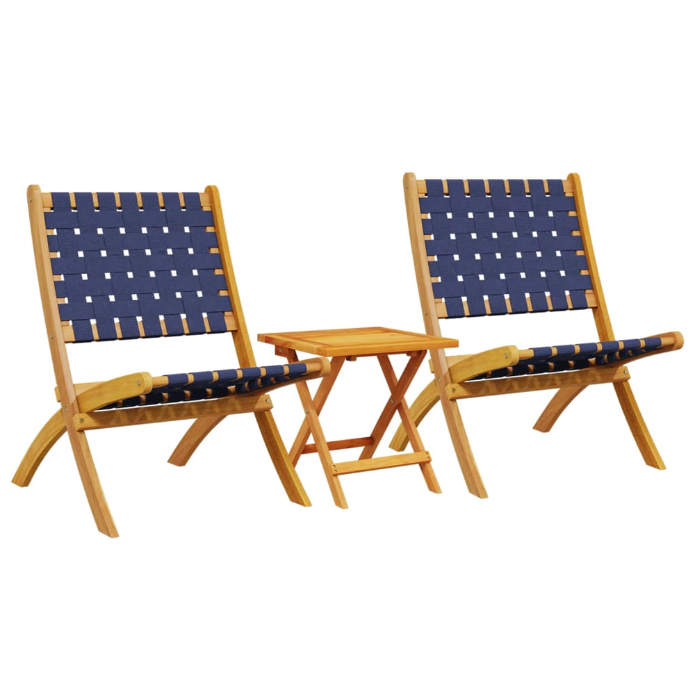 Zoreva Garden Fabric Folding Duo Set with Acacia Wood Frame in Blue