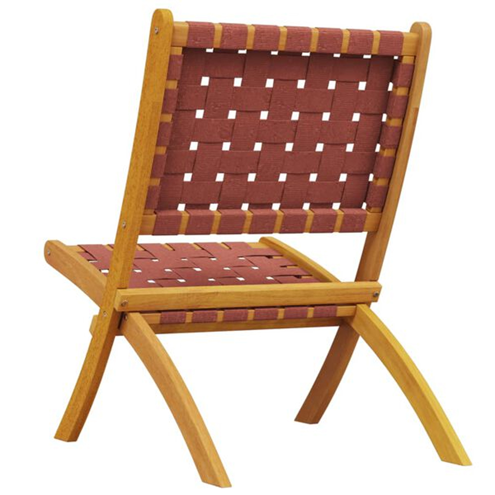 Zoreva Garden Red Fabric Folding Armchair with Acacia Wood Frame in Pair