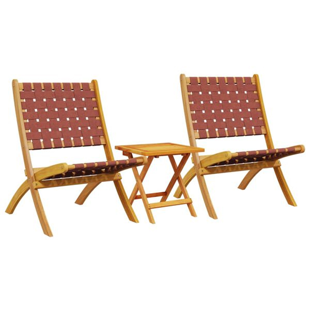 Zoreva Garden Fabric Folding Duo Set with Acacia Wood Frame in Red