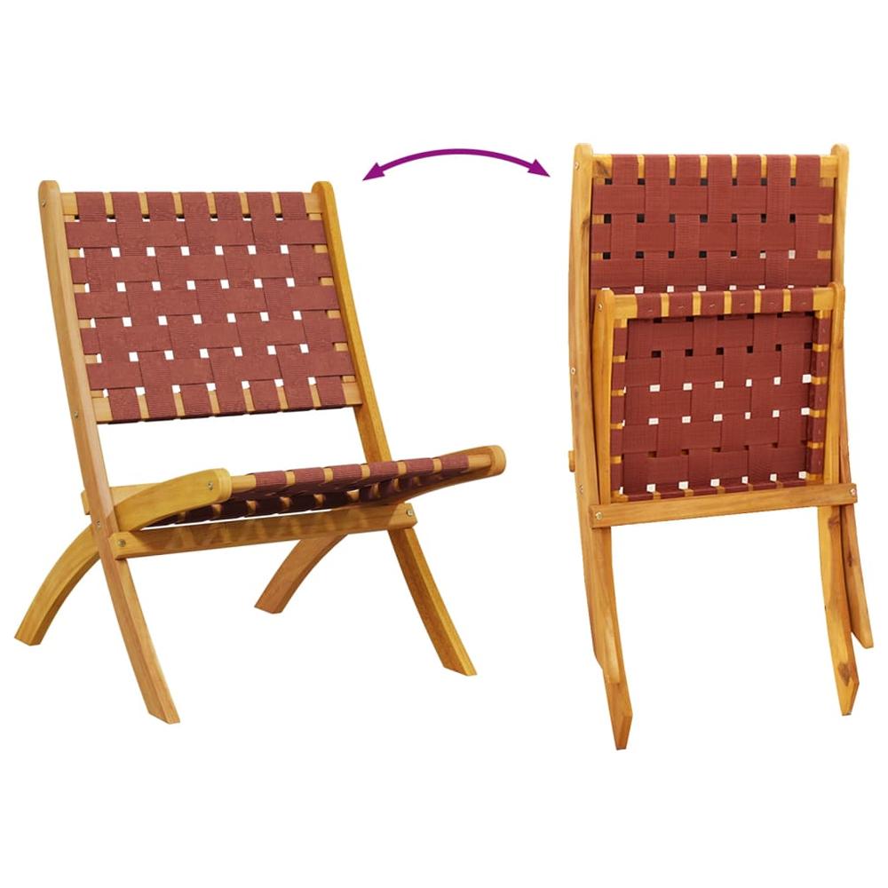 Zoreva Garden Fabric Folding Duo Set with Acacia Wood Frame in Red