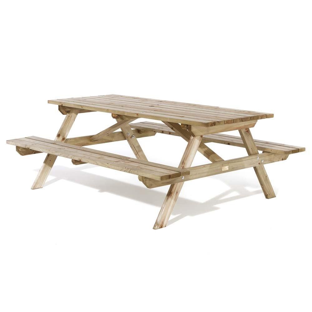 Zox Wooden Garden Rectangular 8 Seater Picnic Table In Natural