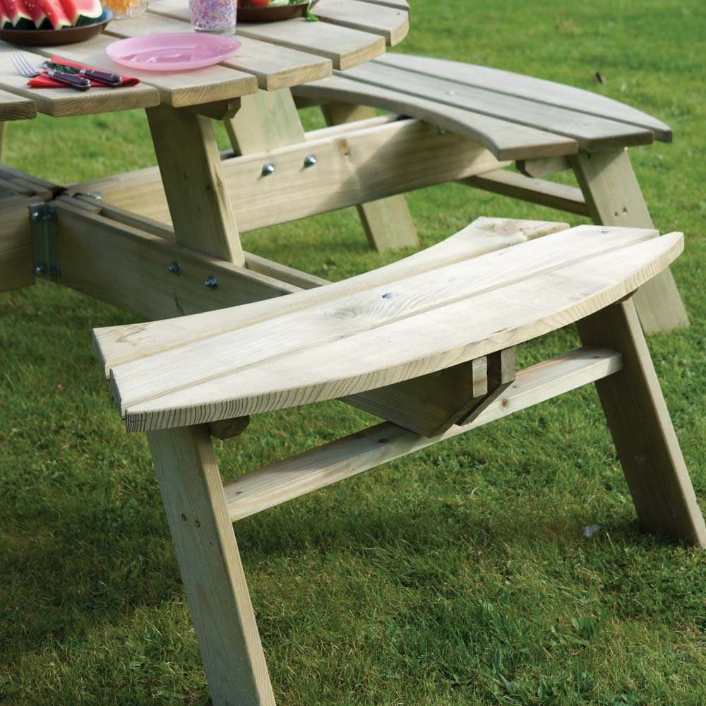 Zox Wooden Garden Round 8 Seater Picnic Table In Natural