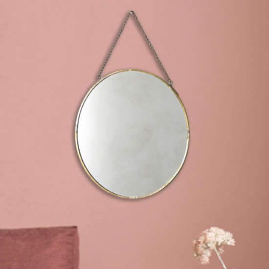 Read more about Zulia round wall mirror in antique brass frame