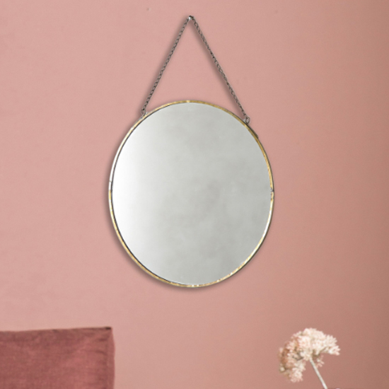 Zulia Round Wall Mirror In Antique Brass Frame Furniture in Fashion