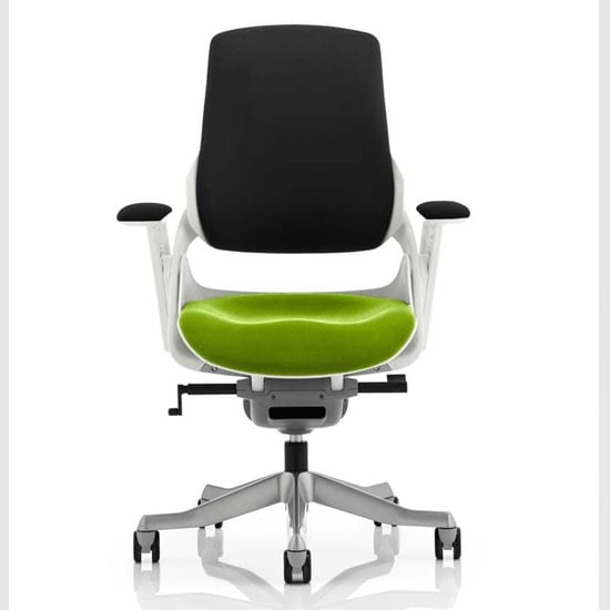 Photo of Zure black back office chair with myrrh green seat