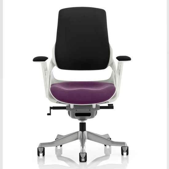 Photo of Zure black back office chair with tansy purple seat