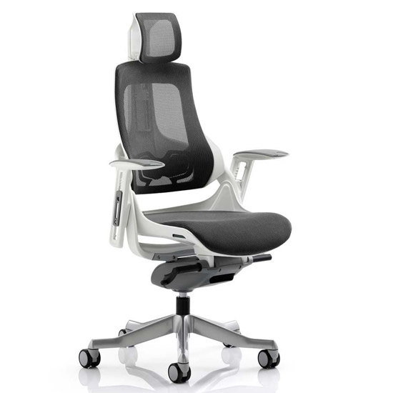 Product photograph of Zure Executive Headrest Office Chair In Charcoal With Arms from Furniture in Fashion