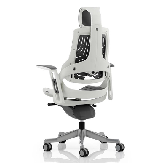 Zure Executive Headrest Office Chair In Gel Grey With Arms