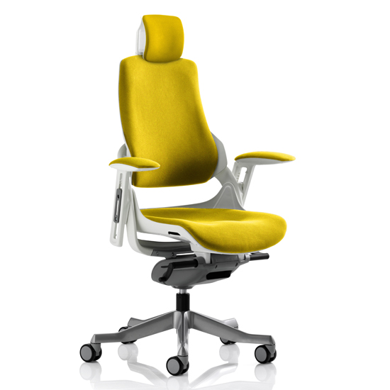 Product photograph of Zure Executive Headrest Office Chair In Senna Yellow from Furniture in Fashion