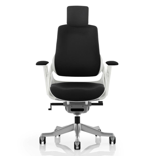 Zure Fabric Executive Headrest Office Chair In Black With Arms