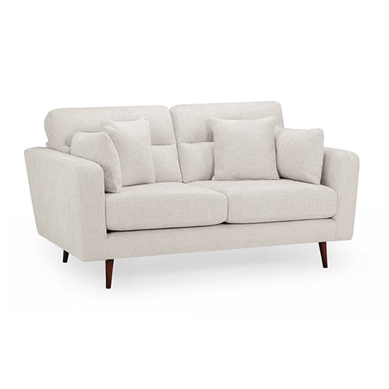 Zurich Fabric 2 Seater Sofa In Beige With Brown Wooden Legs