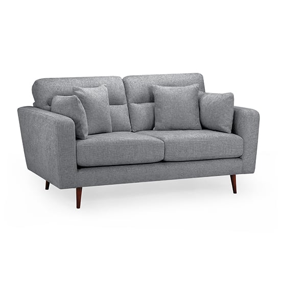 Read more about Zurich fabric 2 seater sofa in grey with brown wooden legs