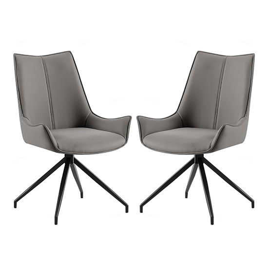 Read more about Zurich grey faux leather dining chairs in pair