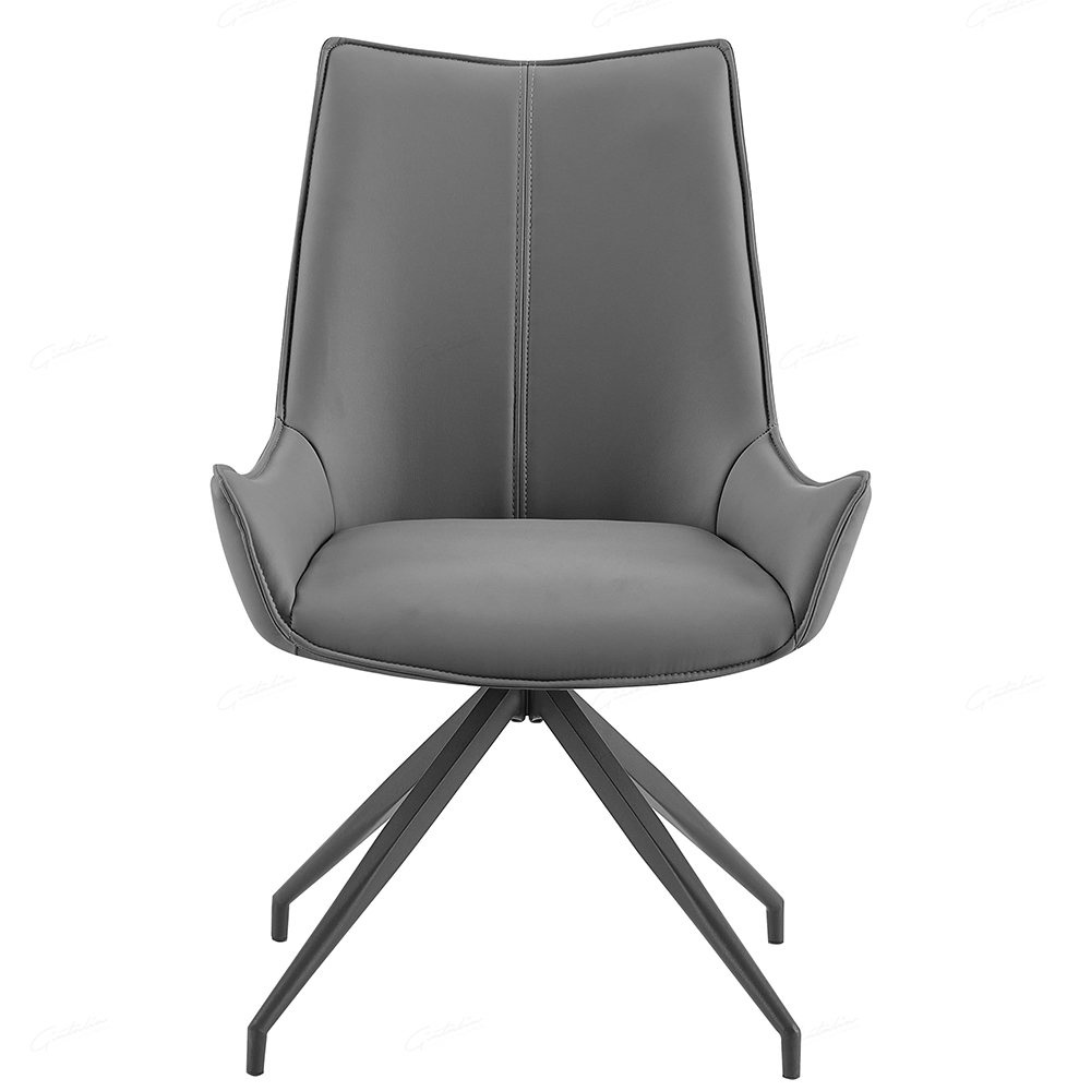 Zurich Grey PU Leather Dining Chairs With Black Legs In Pair