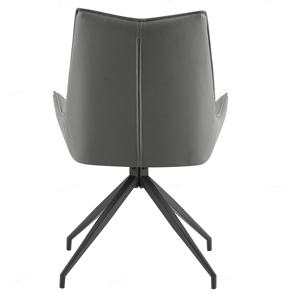 Zurich Grey PU Leather Dining Chairs With Black Legs In Pair