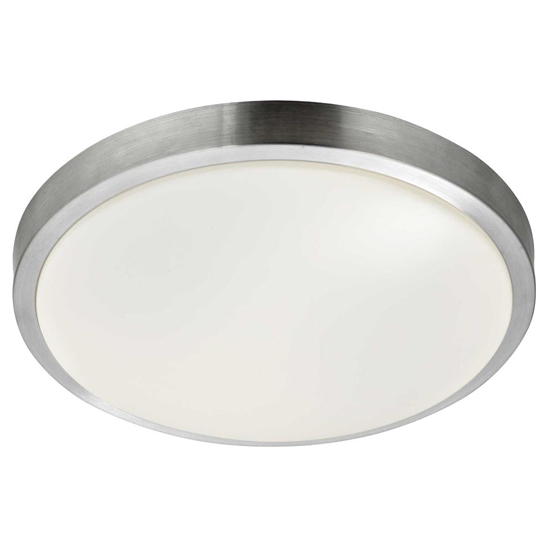 Zurich LED Acrylic Shade Bathroom Flush Light In Aluminium