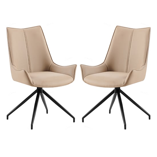 Read more about Zurich mink faux leather dining chairs in pair