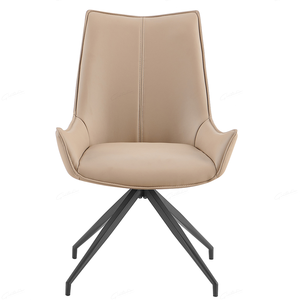 Zurich Mink PU Leather Dining Chairs With Black Legs In Pair