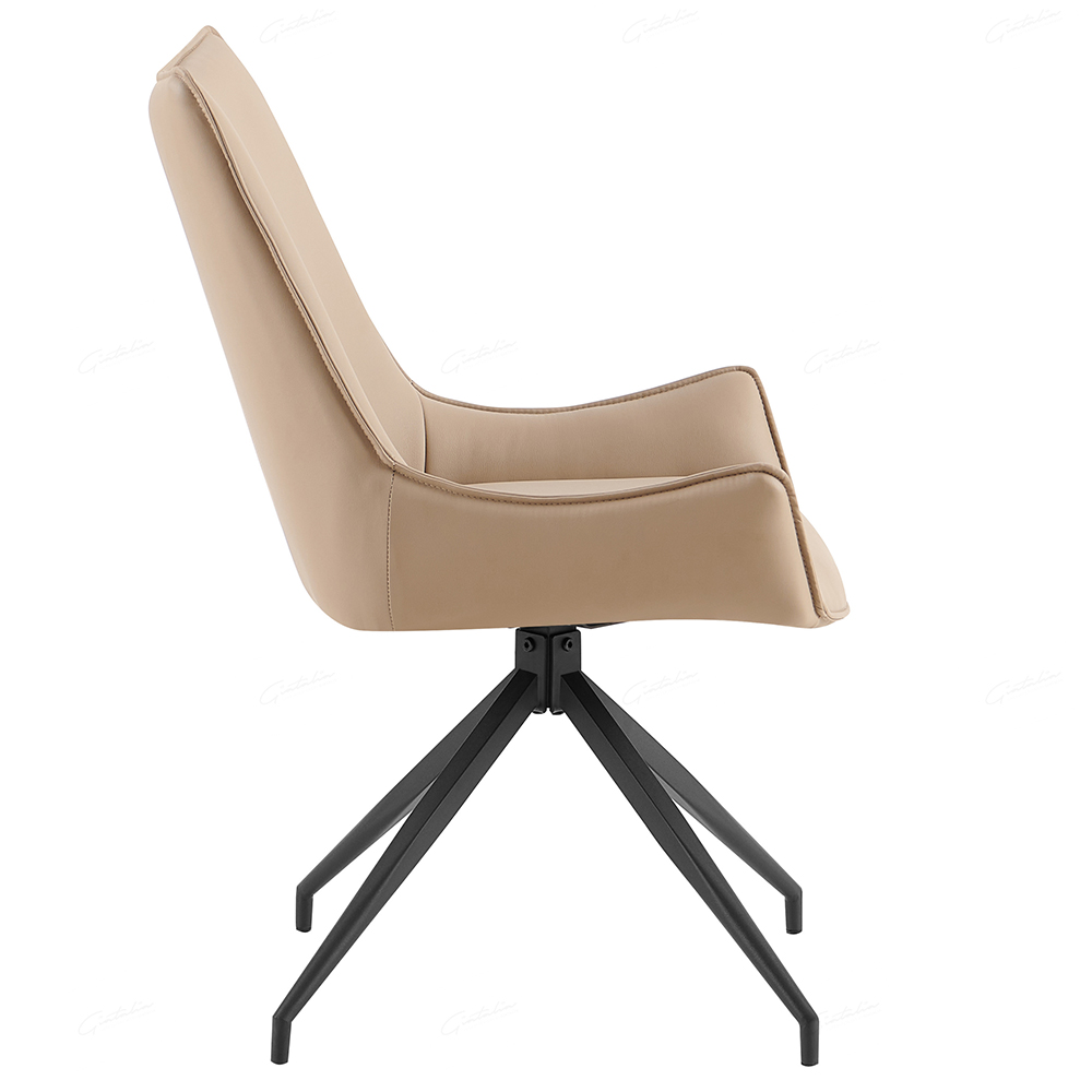 Zurich Mink PU Leather Dining Chairs With Black Legs In Pair