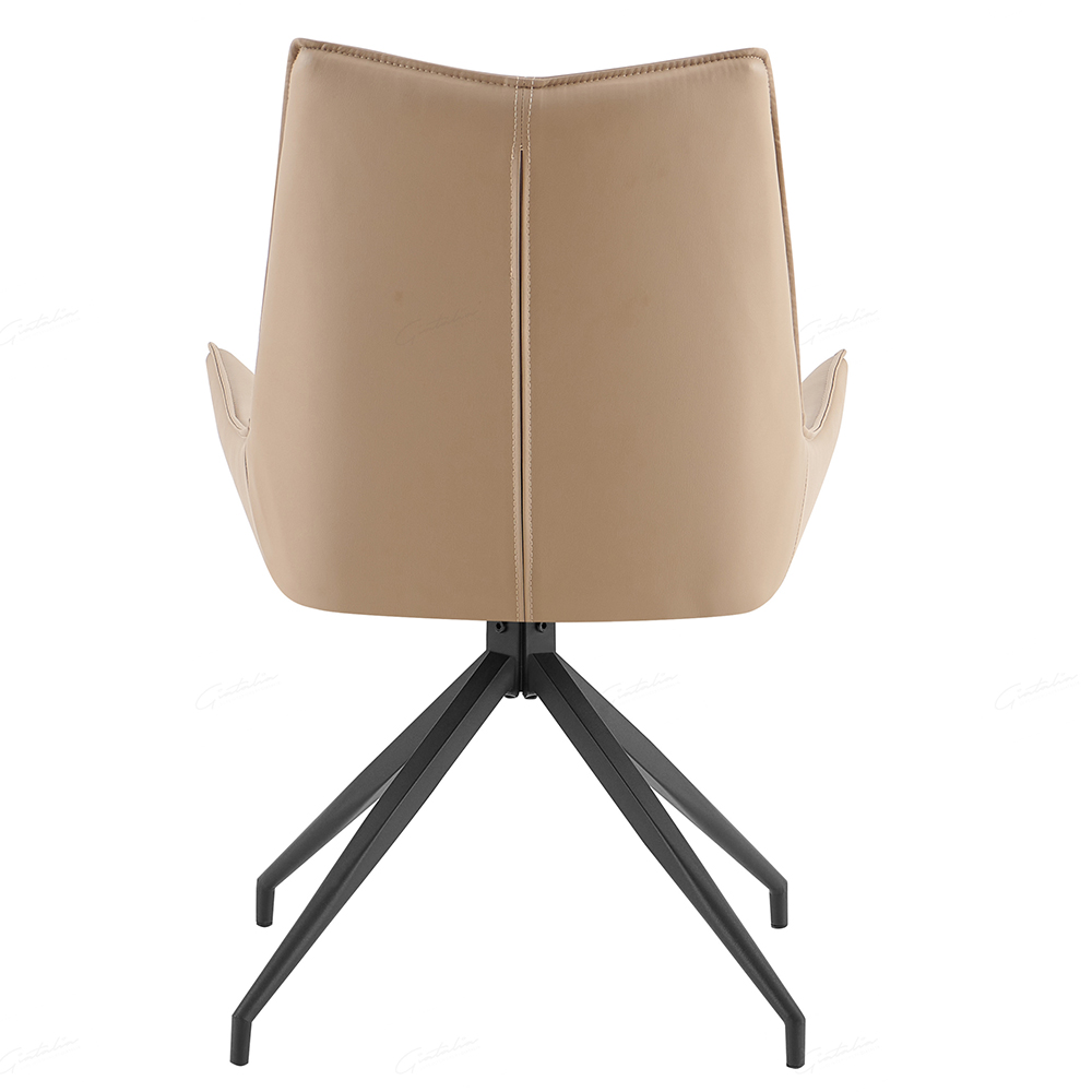 Zurich Mink PU Leather Dining Chairs With Black Legs In Pair